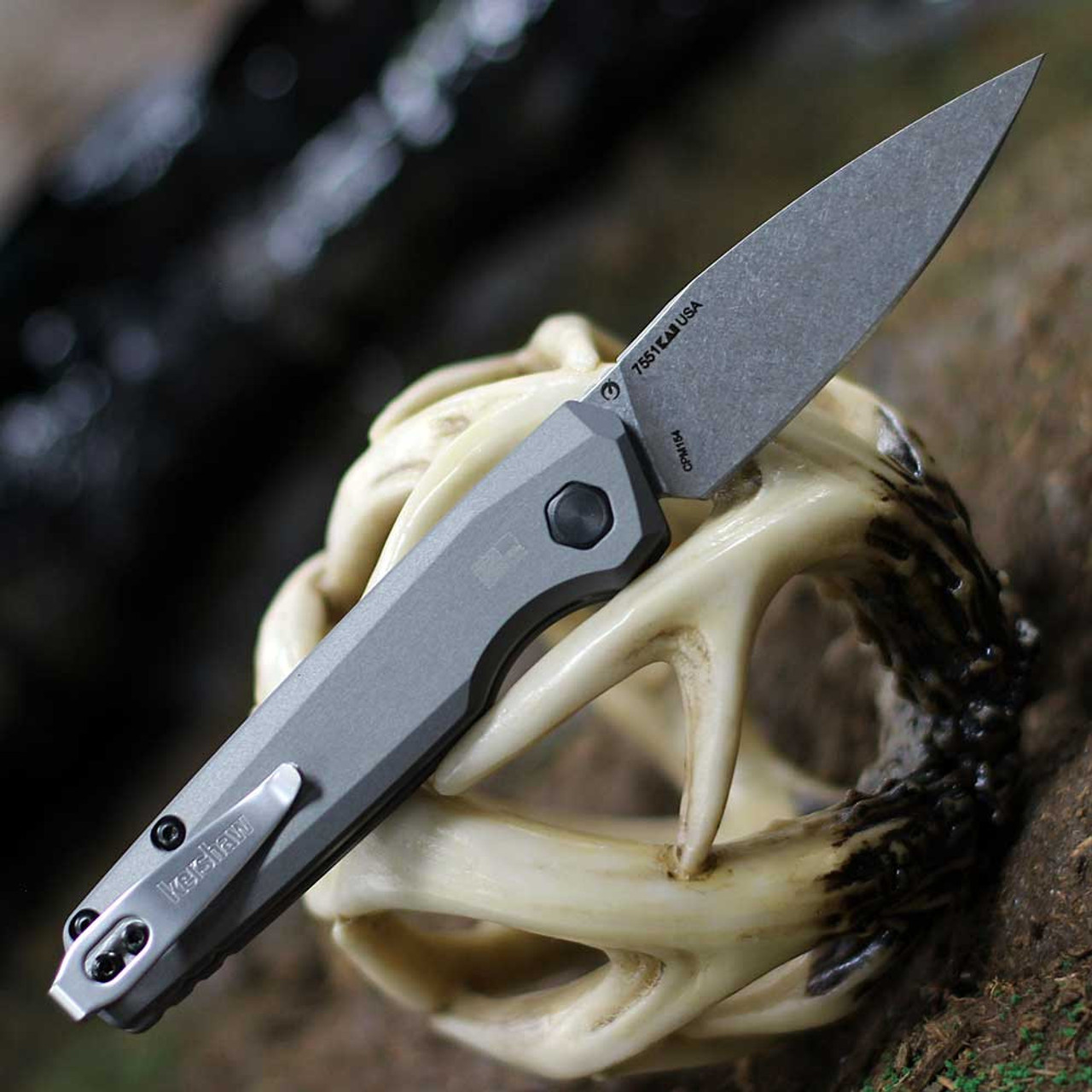 Kershaw Launch 18 Automatic (KS7951) 2.79" CPM-154 Stonewashed Spear Point Plain Blade, Grey Anodized Aluminum Handle