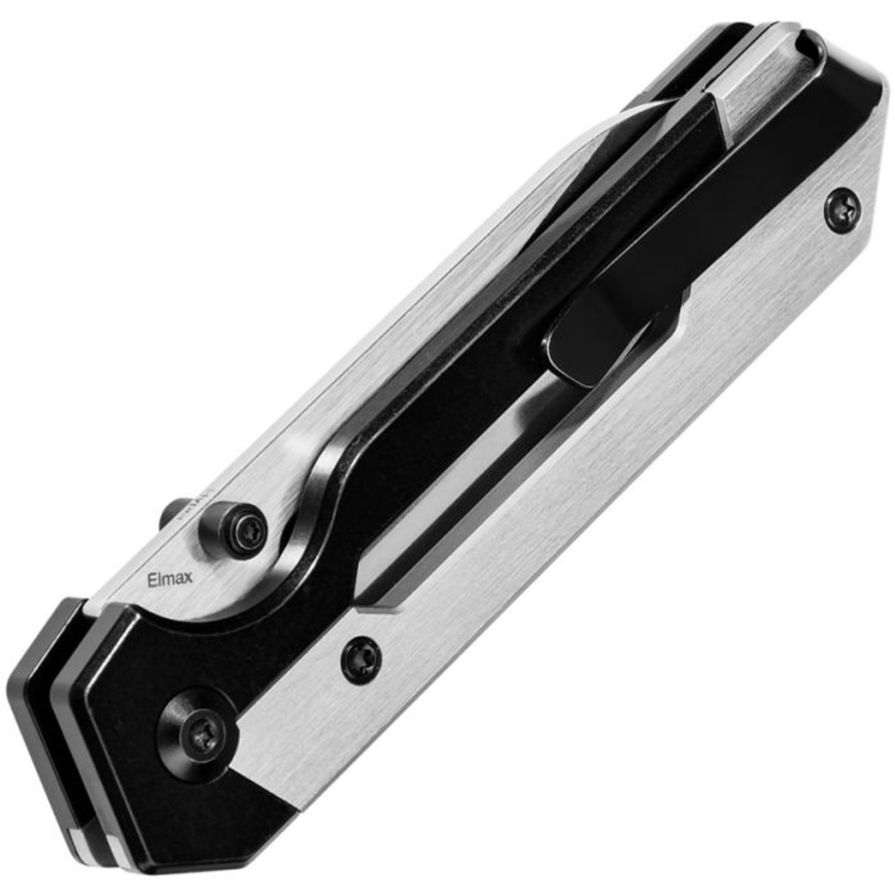 Kizer Cutlery Hyper (KI3632A3) 2.99" Elmax Satin Wharncliffe Plain Blade, Black and Gray Titanium Handle