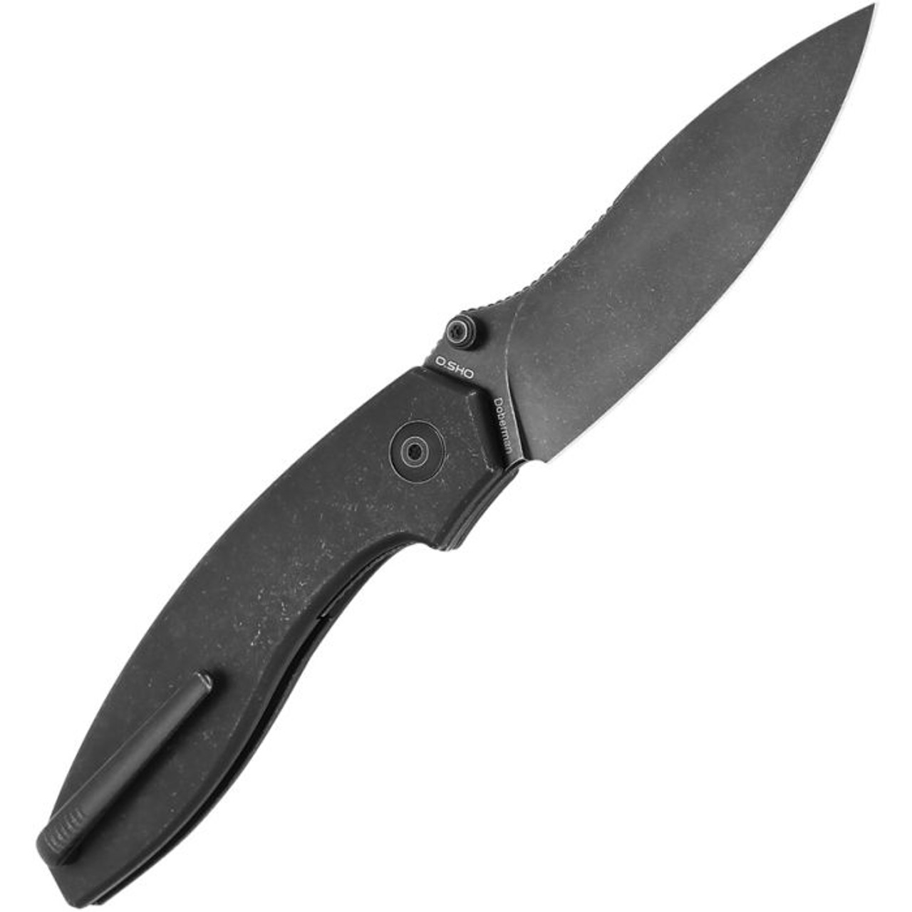 Kizer Cutlery Doberman (KI4639A1) 3.66" CPM-S35VN Blackwashed Drop Point Plain Blade, Blackwashed Titanium Handle