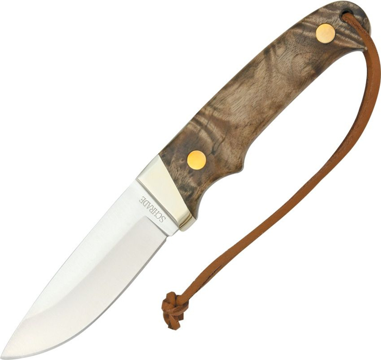 Schrade Old Timer Pro Hunter (SCHPHW) 3.75" 7Cr17MoV Satin  Plain Blade, Desert Ironwood Handle, Brown Leather Sheath