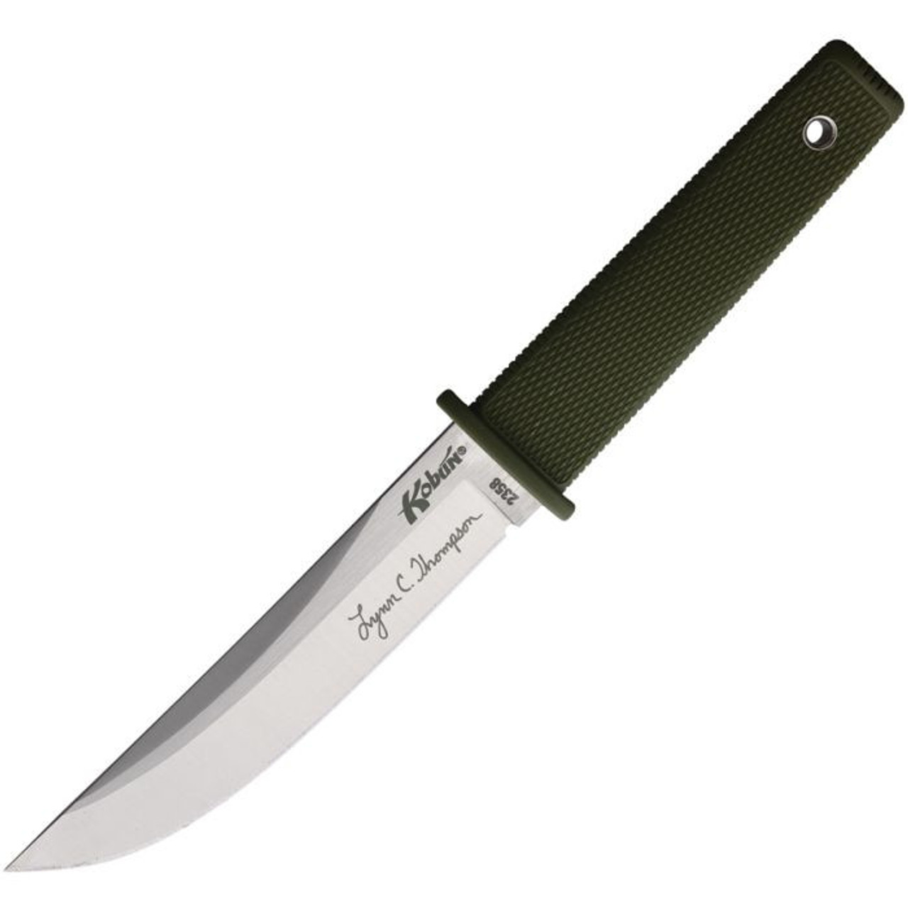 Cold Steel Lynn Thompson Signature Kobun (CS17TAA) 5.5" CPM-S35VN Satin Straight Back Plain Blade, OD Green Textured Kraton Handle, OD Green Secure-Ex Belt Sheath