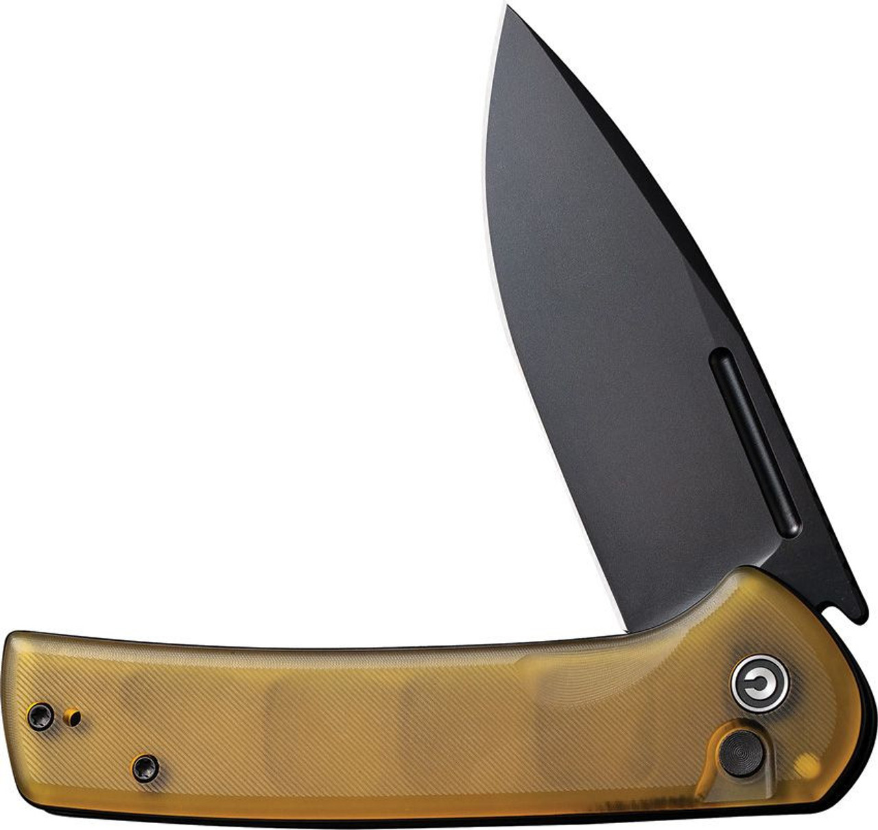CIVIVI Conspirator Folding Knife (C210066)-3.48" Black Nitro-V Drop Point Blade, Ultem Handle