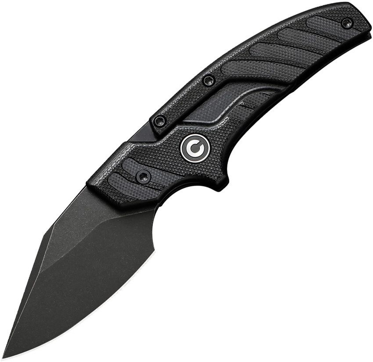 CIVIVI Typhoeus Adjustable Fixed Blade (C210361) 2.27" 14C28N  Black Stonewashed Drop point Plain Blade, Black G-10 Handle, Black Leather Sheath