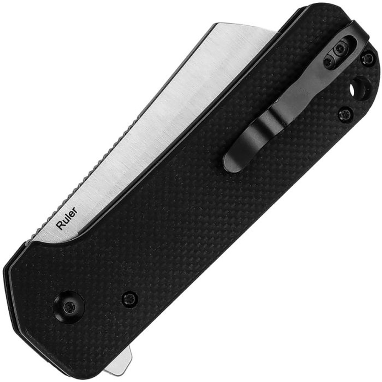 Kizer Cutlery Ruler (KIL4003A1) 3.35" 9Cr18MoV Satin Cleaver Plain Blade, Black Textured G-10 Handle