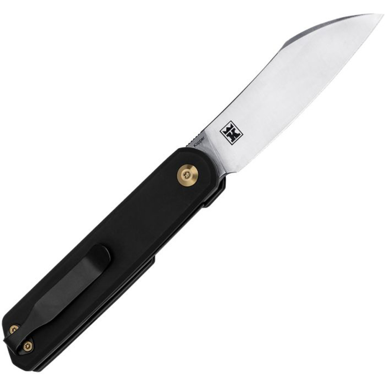 Kizer Cutlery Klipper (KIV3580C1) 3.15" CPM-3V Satin Wharncliffe Plain Blade, Black Sculpted Aluminum Handle