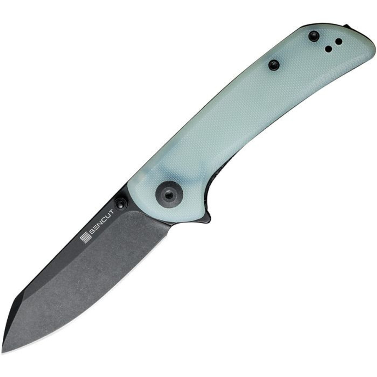 Sencut Fritch (S220142) 3" 9Cr18MoV Blackwashed Sheepsfoot Plain Blade, Jade G-10 Handle