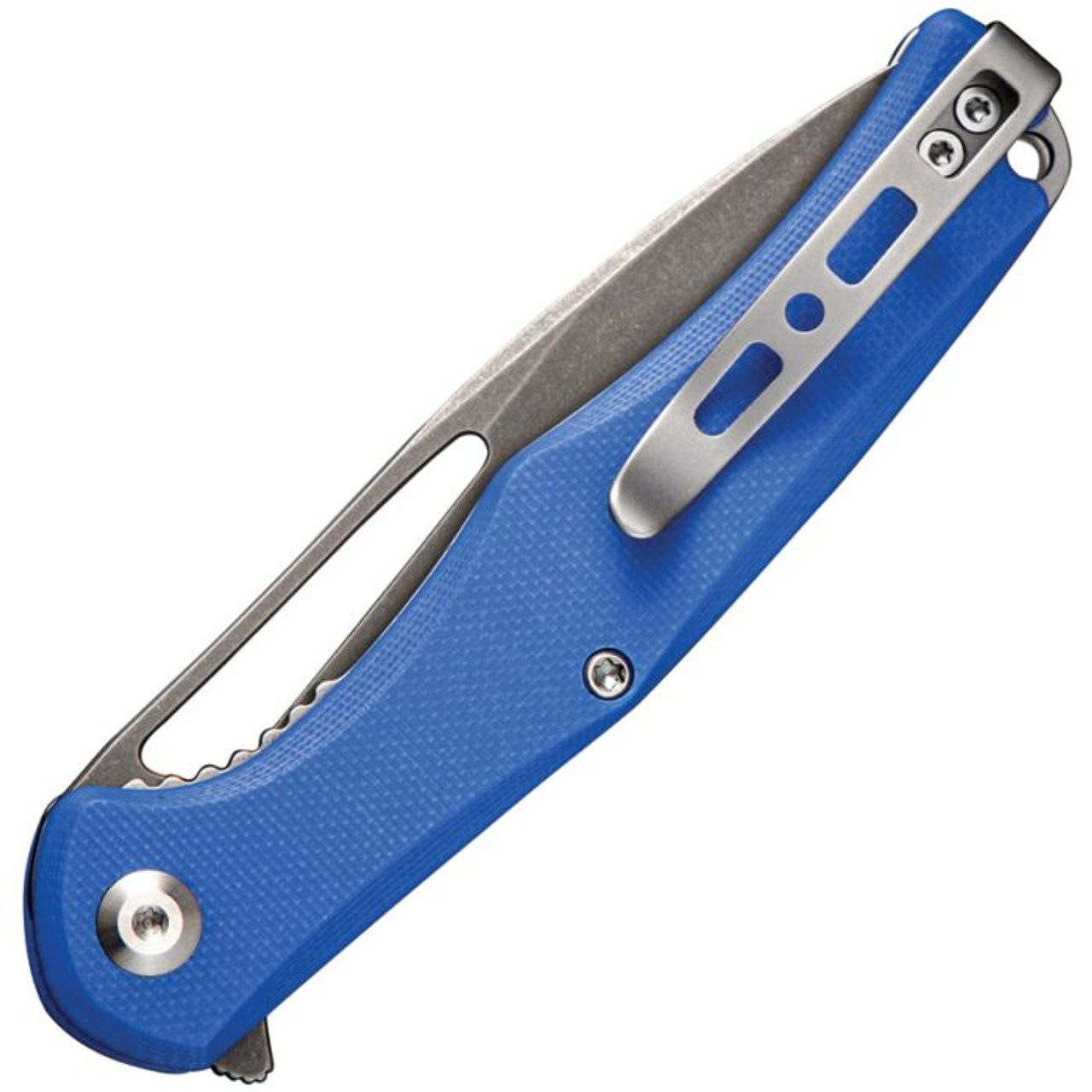 Sencut Citius (SA01D) 3.3" 9Cr18MoV Stonewashed Drop Point Plain Blade, Blue G-10 Handle