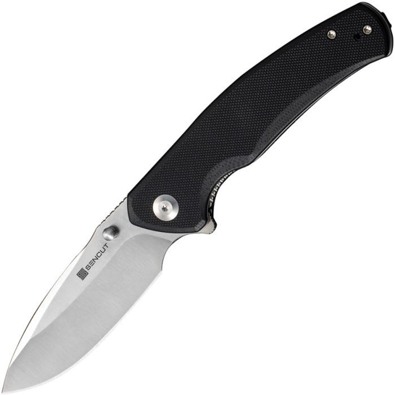 Sencut Slashkin (S200661) 3.5" D2 Satin Drop Point Plain Blade, Black G-10 Handle
