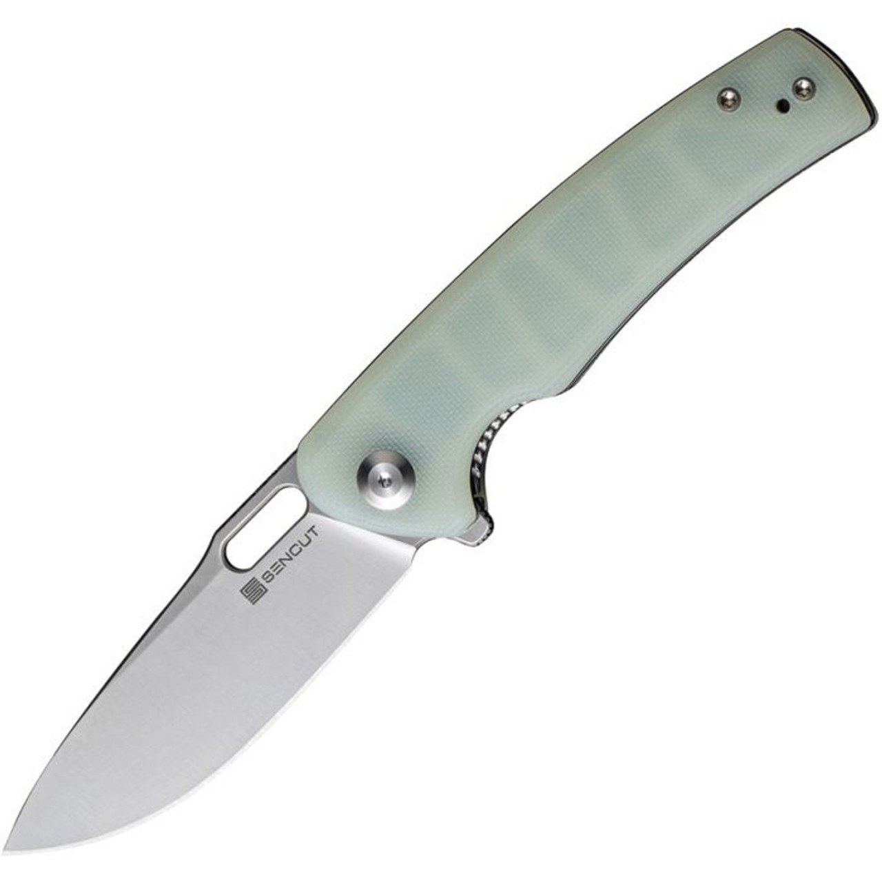 Sencut Vesperon (S200652) 3.38" 9Cr18MoV Satin Drop Point Plain Blade, Jade G-10 Handle