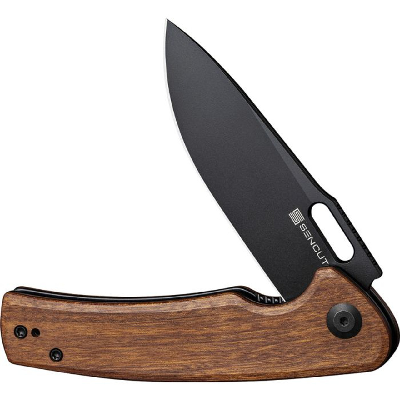 Sencut Vesperon (S200654) 3.38" 9Cr18MoV Black Drop Point Plain Blade, Guibourtia Wood Handle