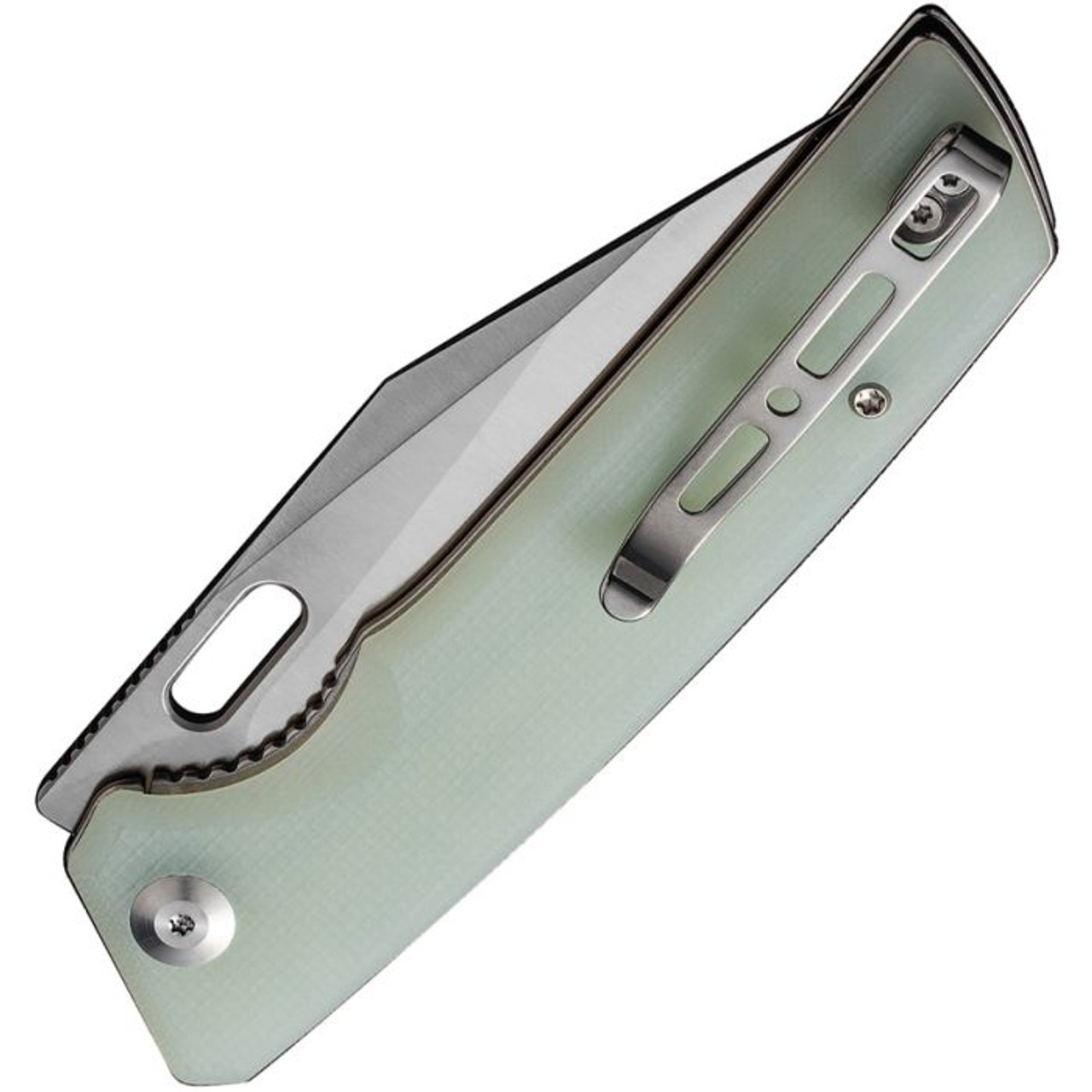 Sencut GlideStrike (S230182) 3.75" 9Cr18MoV Satin Clip Point Plain Blade, Jade G-10 Handle