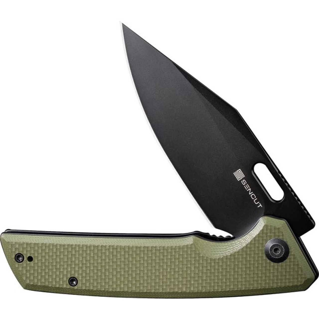 Sencut GlideStrike (S230183) 3.75" 9Cr18MoV Blackwashed Clip Point Plain Blade, OD Green G-10 Handle