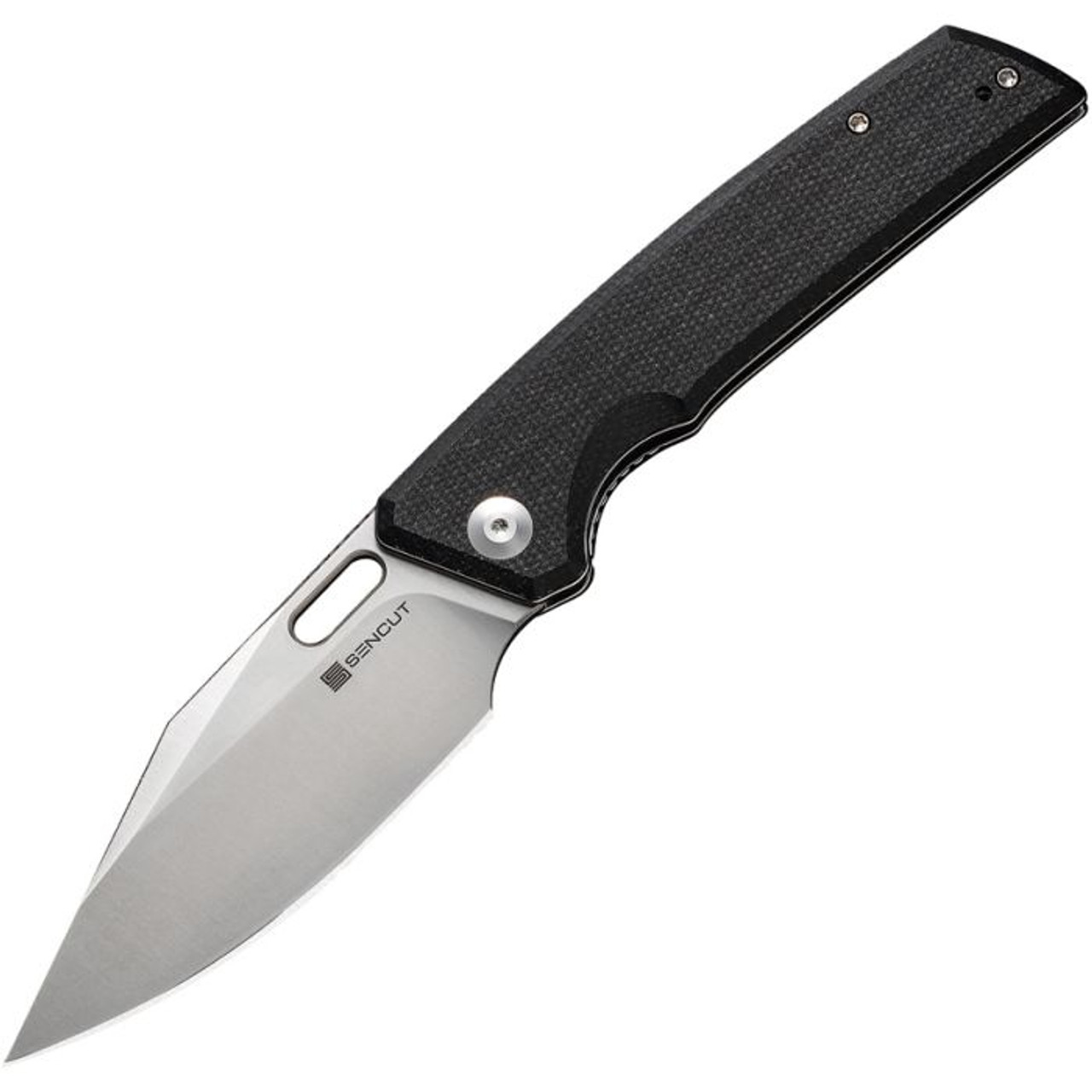 Sencut GlideStrike (S230184) 3.75" 9Cr18MoV Satin Clip Point Plain Blade, Black G-10 Handle