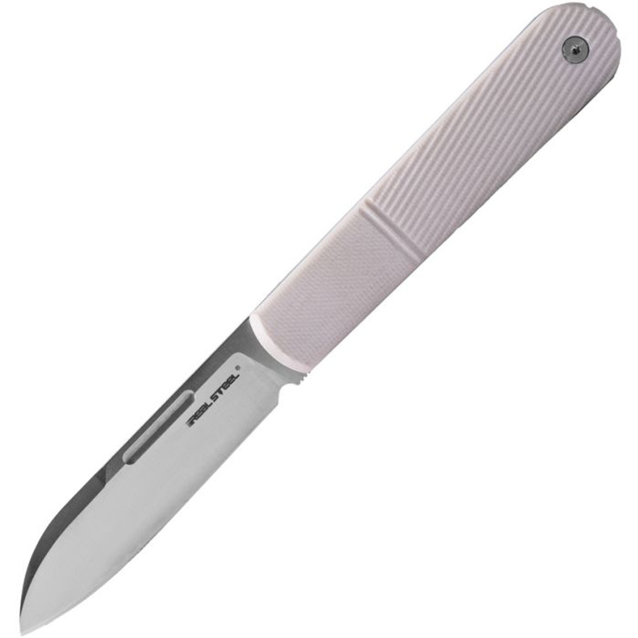 Real Steel Barlow RB5 (RS8021I) 2.75" Bohler N690 Satin  Drop Point Plain Blade, Ivory G-10 Handle