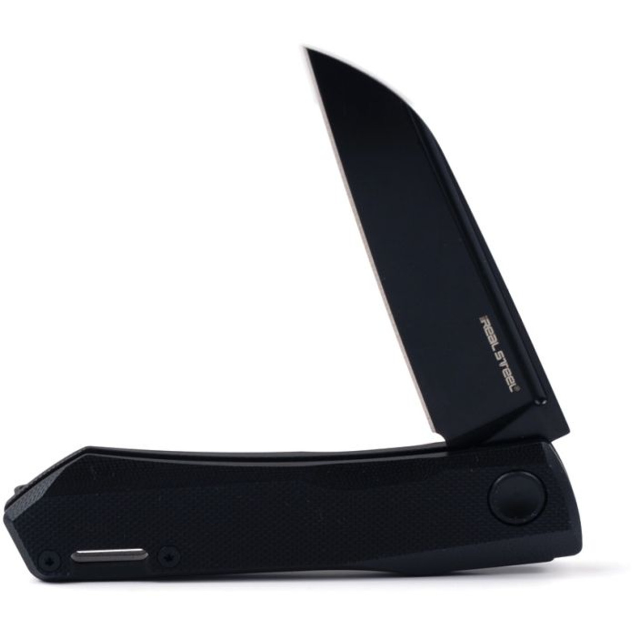 Real Steel Solis Lite (RS7064BB) 3" D2 Black Coated Wharncliffe Plain Blade, Black G-10 Handle