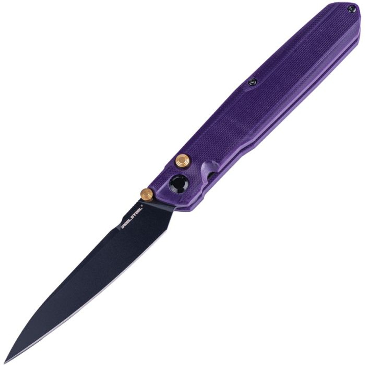 Real Steel G5 Metamorph (RS7832P) 3.5" 14C28N Black PVD Coated Drop Point Plain Blade, Purple G-10 Handle