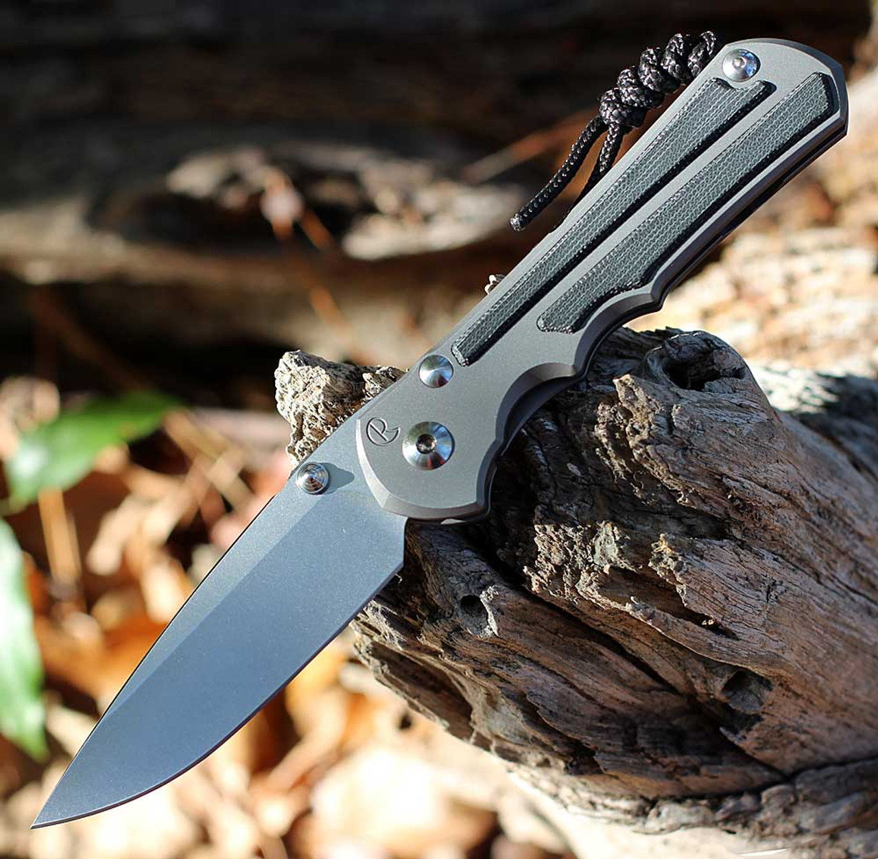 Chris Reeve Large Inkosi Insingo (LIN-1116) - 3.60in CPM-MagnaCut Stonewashed Drop Point Plain Blade, Titanium w/Black Canvas Micarta Inlay Handle