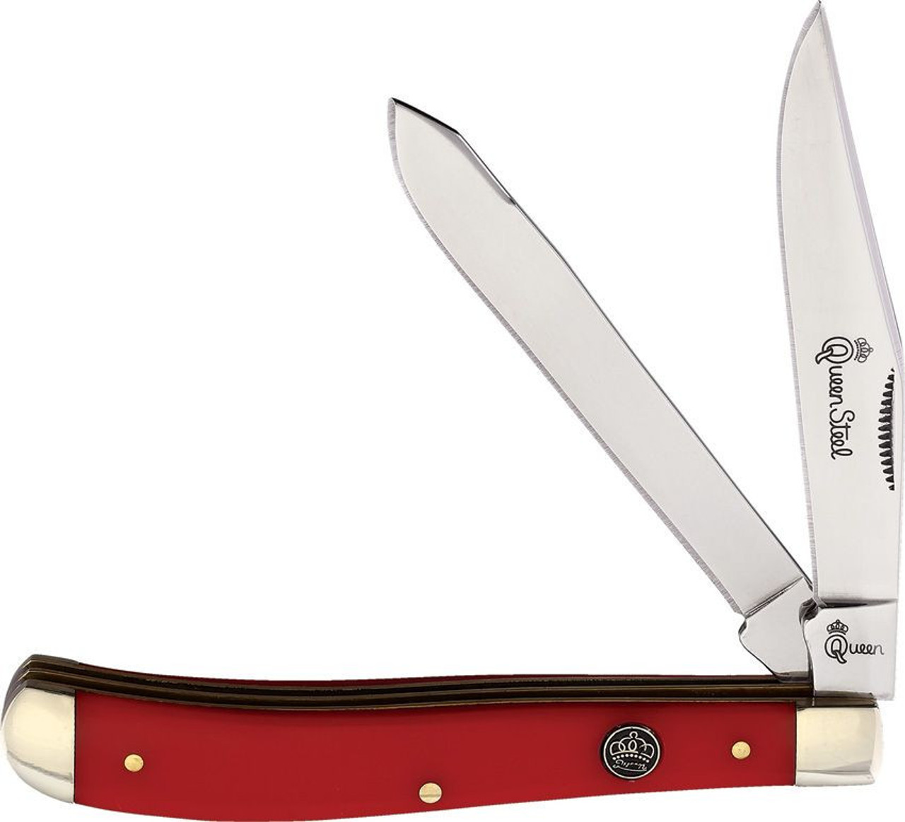 Queen Cutlery Slimline Trapper (QN30R) - 2 Stainless Steel Clip and Spey Blades, Red Synthetic Handle