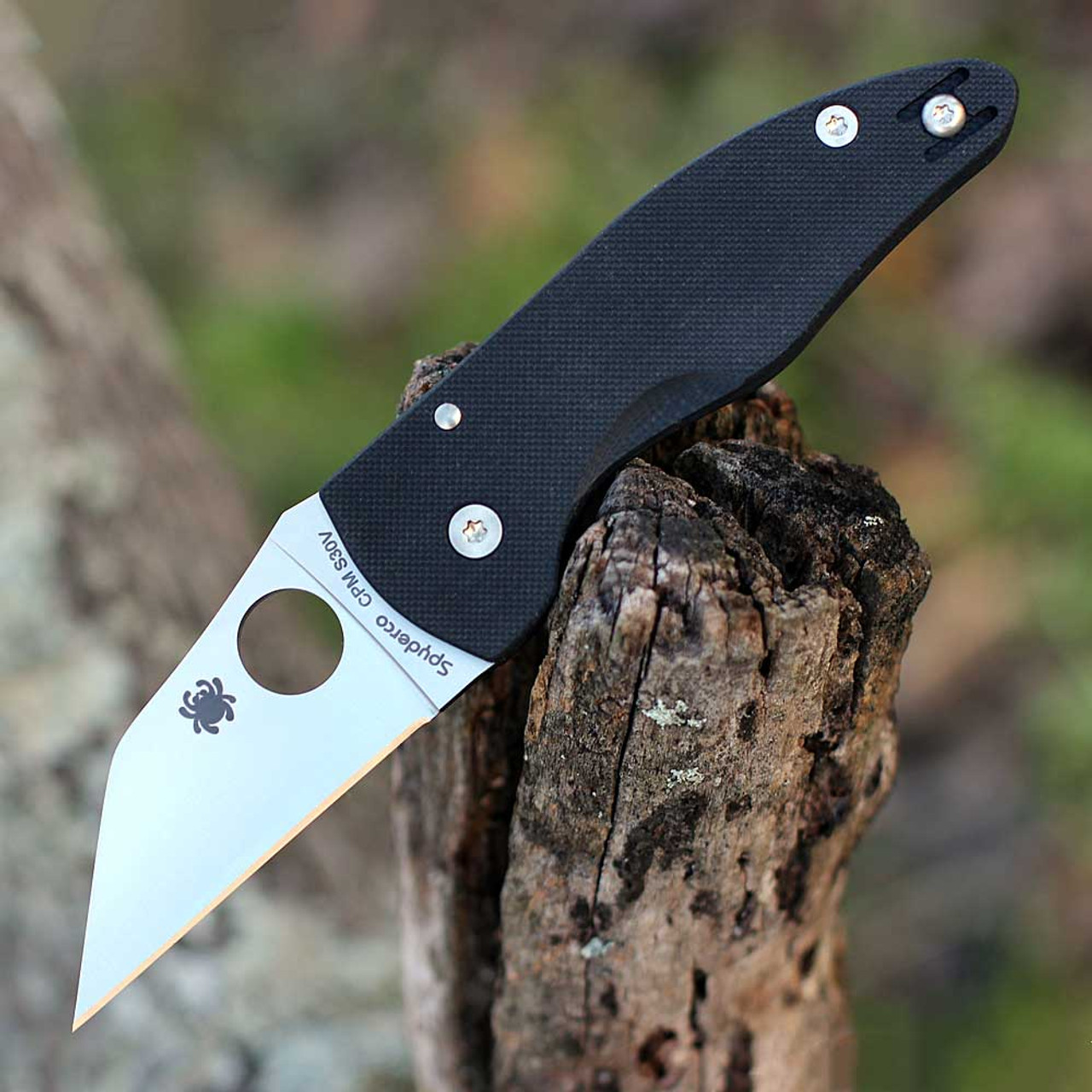 Spyderco MicroJimbo 2 (C264GP) - 2.45" Satin CPM-S30V Wharncliffe Plain Blade, Black G-10 Handle