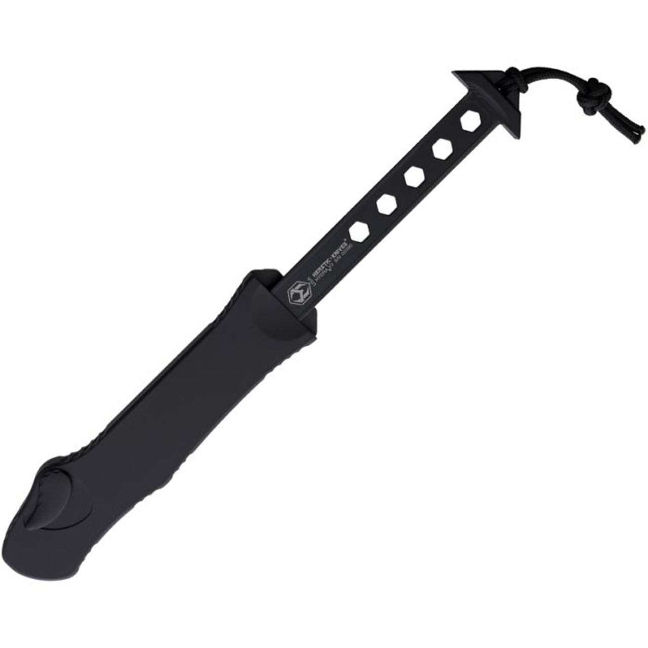 Heretic Knives Auto Hydra (H0081A) 3.63" CPM MagnCut Satin Drop Point Plain Blade, Black Anodized Aluminum Handle