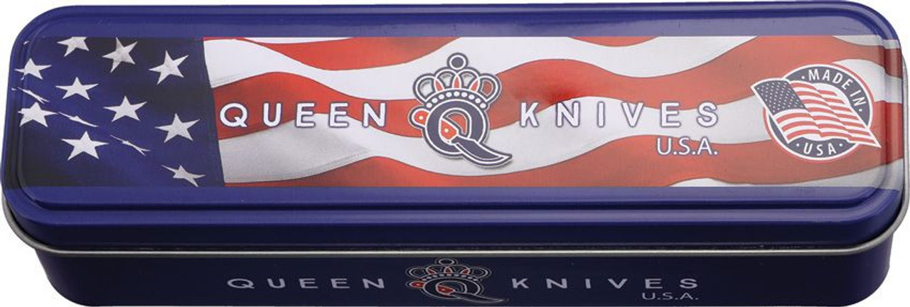 Queen Cutlery Medium Stockman (QGPSB47) - Mirror Polish 1095 Carbon Steel Clip, Sheepsfoot, and Spey Blades, Green Jigged Bone Handle
