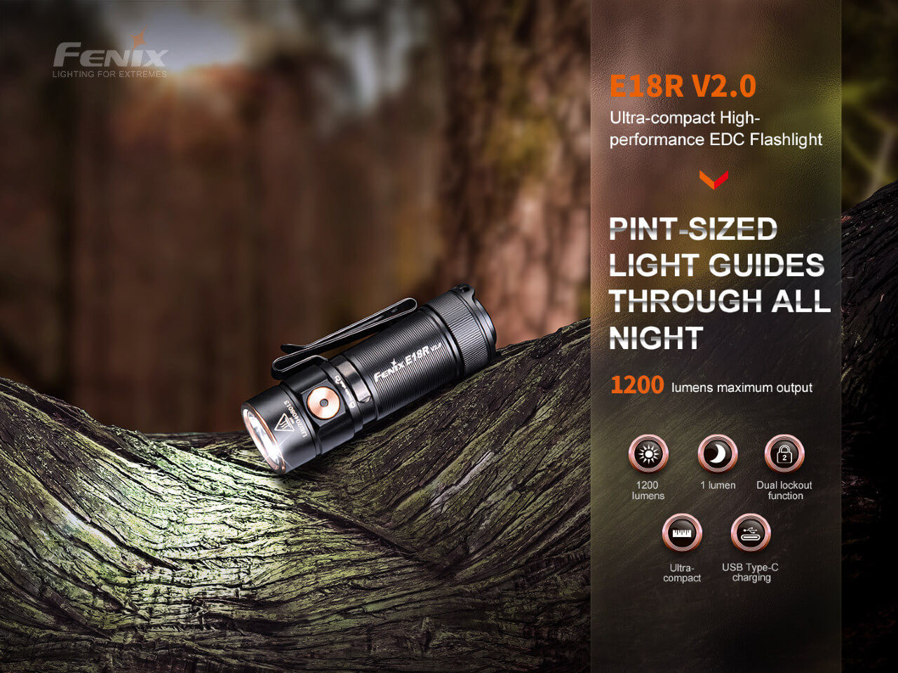 Fenix Flashlight Rechargeable LED Flashlight | FXE18RV2 | Knifeworks