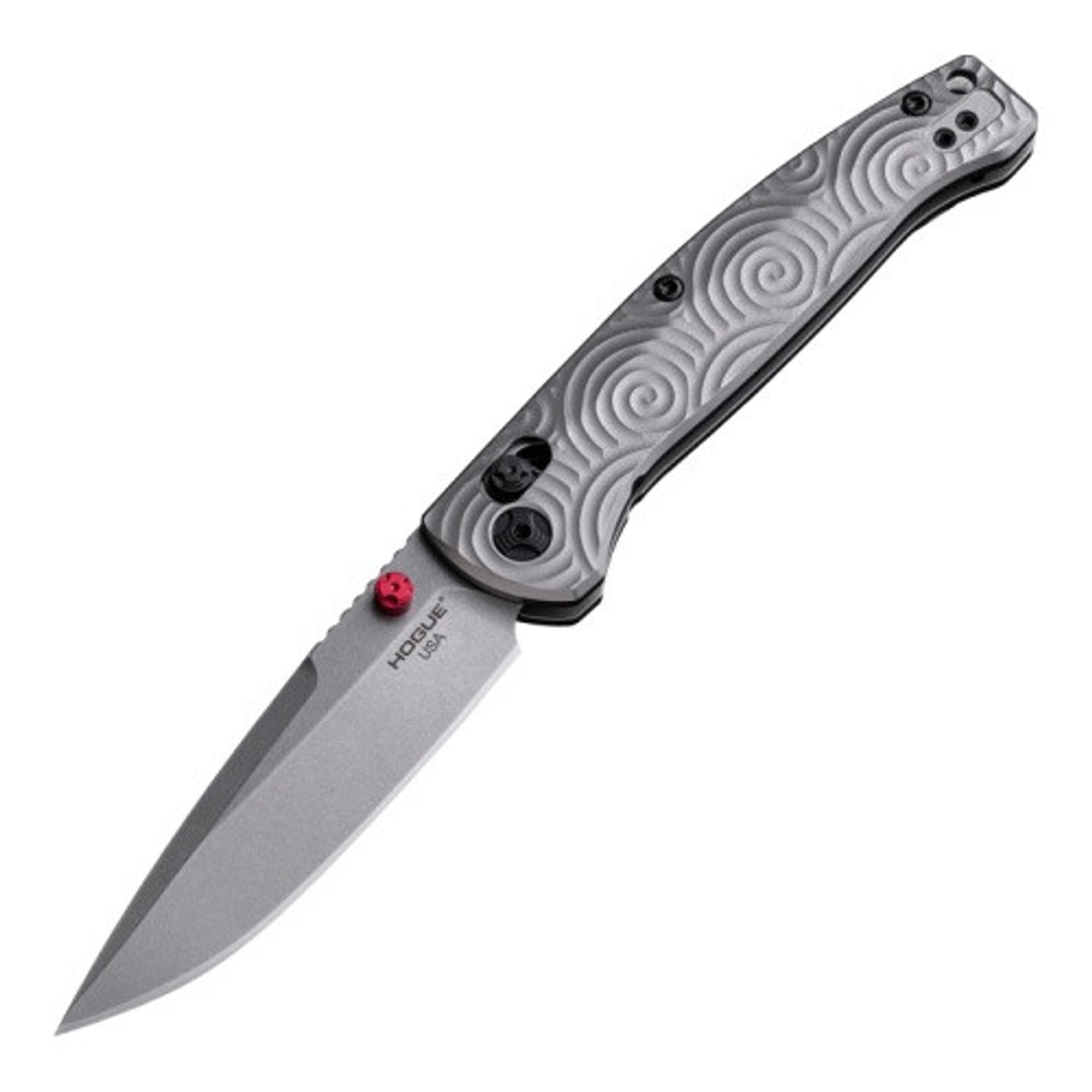 Hogue Mysto Collector Series (HO24491-LIM) 3.4" CPM Magnacut Stonewash Clip Point Plain Blade, CNC Milled Titanium Handle