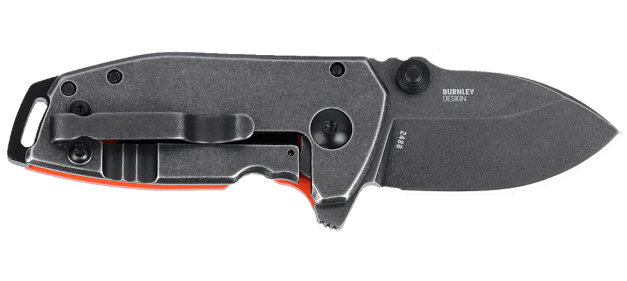 CRKT Squid Compact A/O (CR2486) 1.75" D2 Blackwashed Drop Point Plain Blade, Orange G-10 Handle with Blackwashed Stainless Back Handle