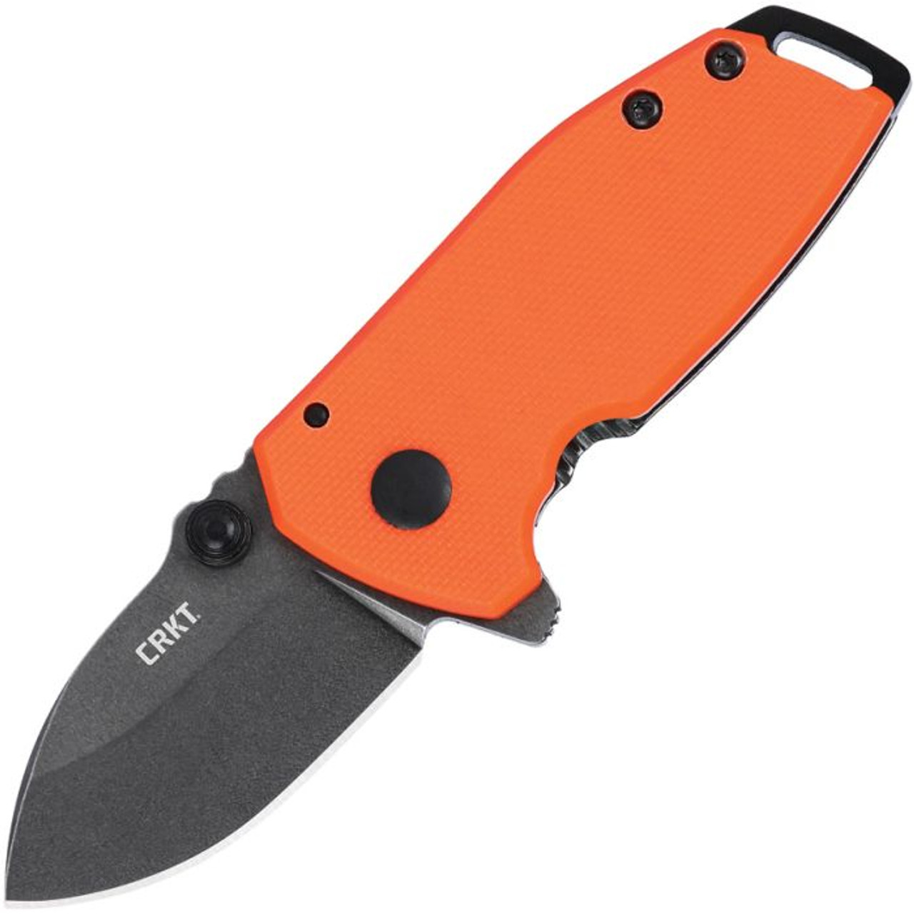 CRKT Squid Compact A/O (CR2486) 1.75" D2 Blackwashed Drop Point Plain Blade, Orange G-10 Handle with Blackwashed Stainless Back Handle