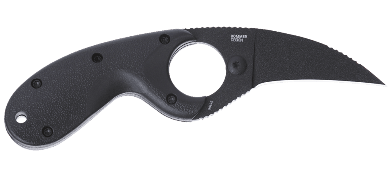 CRKT Bear Claw (CR2516K) 2.39" AUS-8 Black Powder Coated Hawkbill Plain Blade, Black Glass Reinforced Nylon Handle, Black Nylon Sheath with Clip