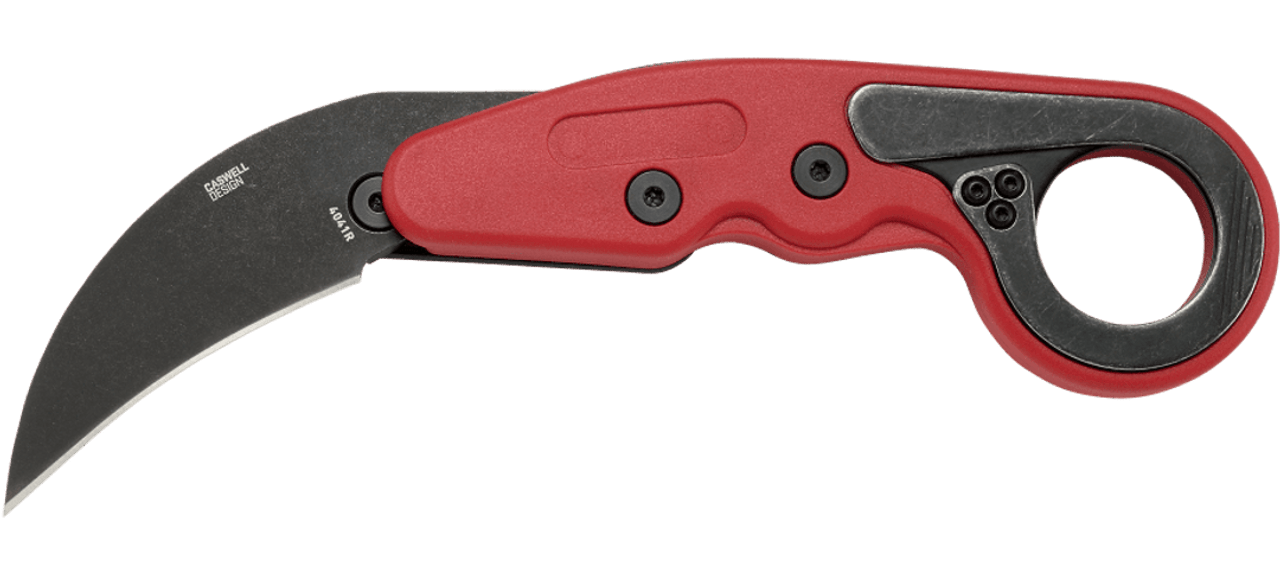 CRKT Provoke Kinematic (CR4041R) 2.47" 1.4116 Blackwashed Karambit Plain Blade, Red Grivory Handle with Finger Ring