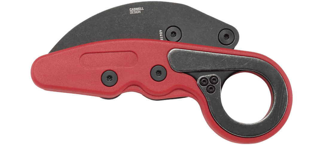 CRKT Provoke Kinematic (CR4041R) 2.47" 1.4116 Blackwashed Karambit Plain Blade, Red Grivory Handle with Finger Ring