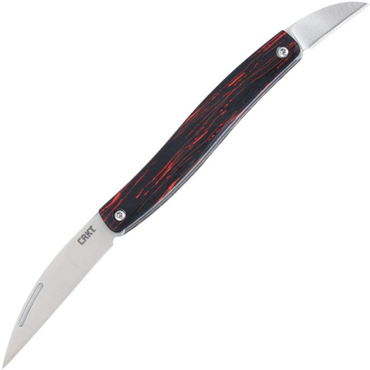 CRKT Forebear (CR4810) 2.29" Sandvik 12C27 Satin Plain Blades, Red and Black G-10 Handle