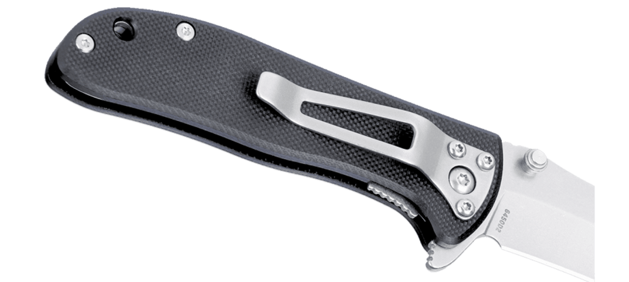 CRKT Drifter (CR6450D2) 2.88" D2 Stonewashed Drop Point Plain Blade, Black G-10 Handle