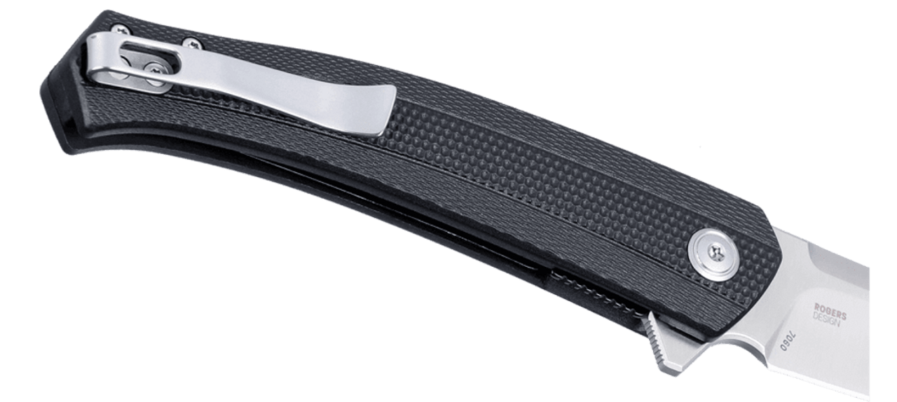 CRKT Persian Assisted Opening (CR7060) 3.44" D2 Satin Trailing Point Plain Blade, Black Glass Reinforced Nylon Handle