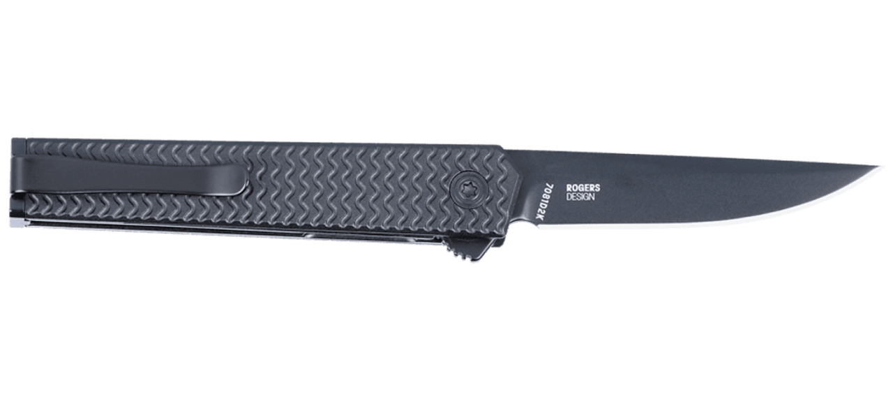 CRKT CEO Microflipper (CR7081D2K) 2.36" D2 Black Titanium Nitride Coated Drop Point Plain Blade, Black Aluminum Handle