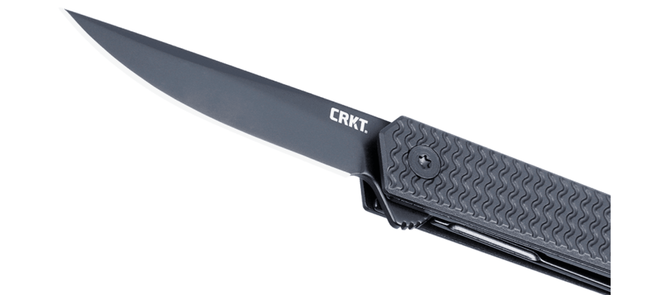 CRKT CEO Microflipper (CR7081D2K) 2.36" D2 Black Titanium Nitride Coated Drop Point Plain Blade, Black Aluminum Handle