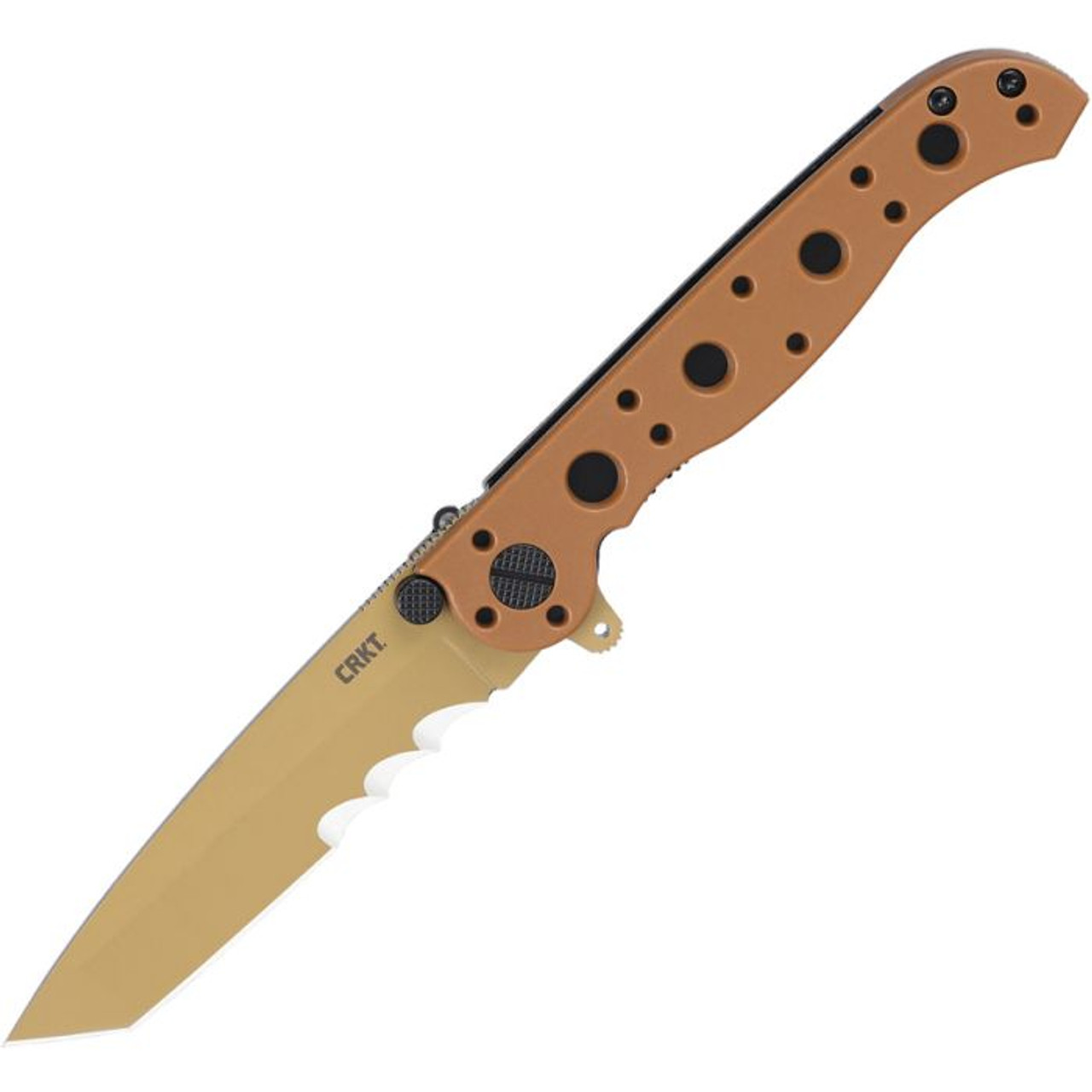 CRKT M16 (CRM1610DZ) 3" D2 Titanium Nitride Tanto Partially Serrated Blade, Desert Tan Glass Reinforced Nylon Handle