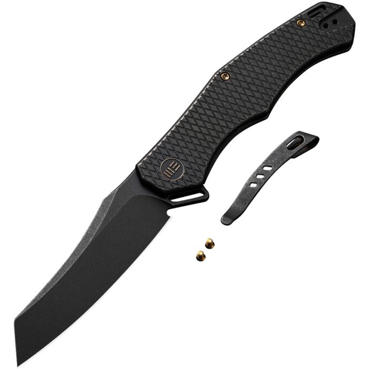 WE Knife RekkeR (WE22010G1) 3.61" CPM-20CV Blackwashed Reverse Tanto Plain Blade, Black Titanium Handle