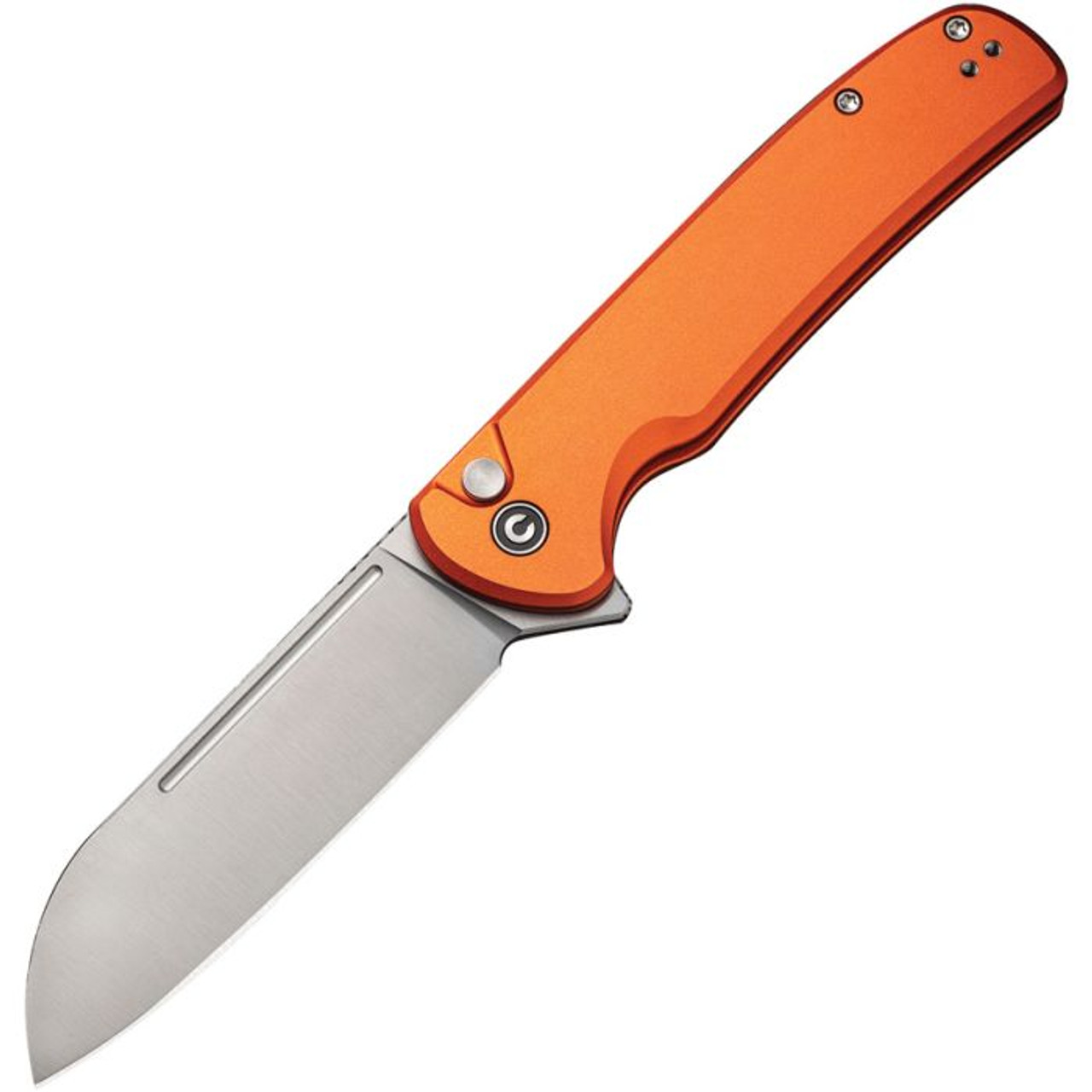 CIVIVI Chevalier (CIVC20022B2) 3.5" 14C28N Satin Sheepsfoot Plain Blade, Orange Aluminum Handle