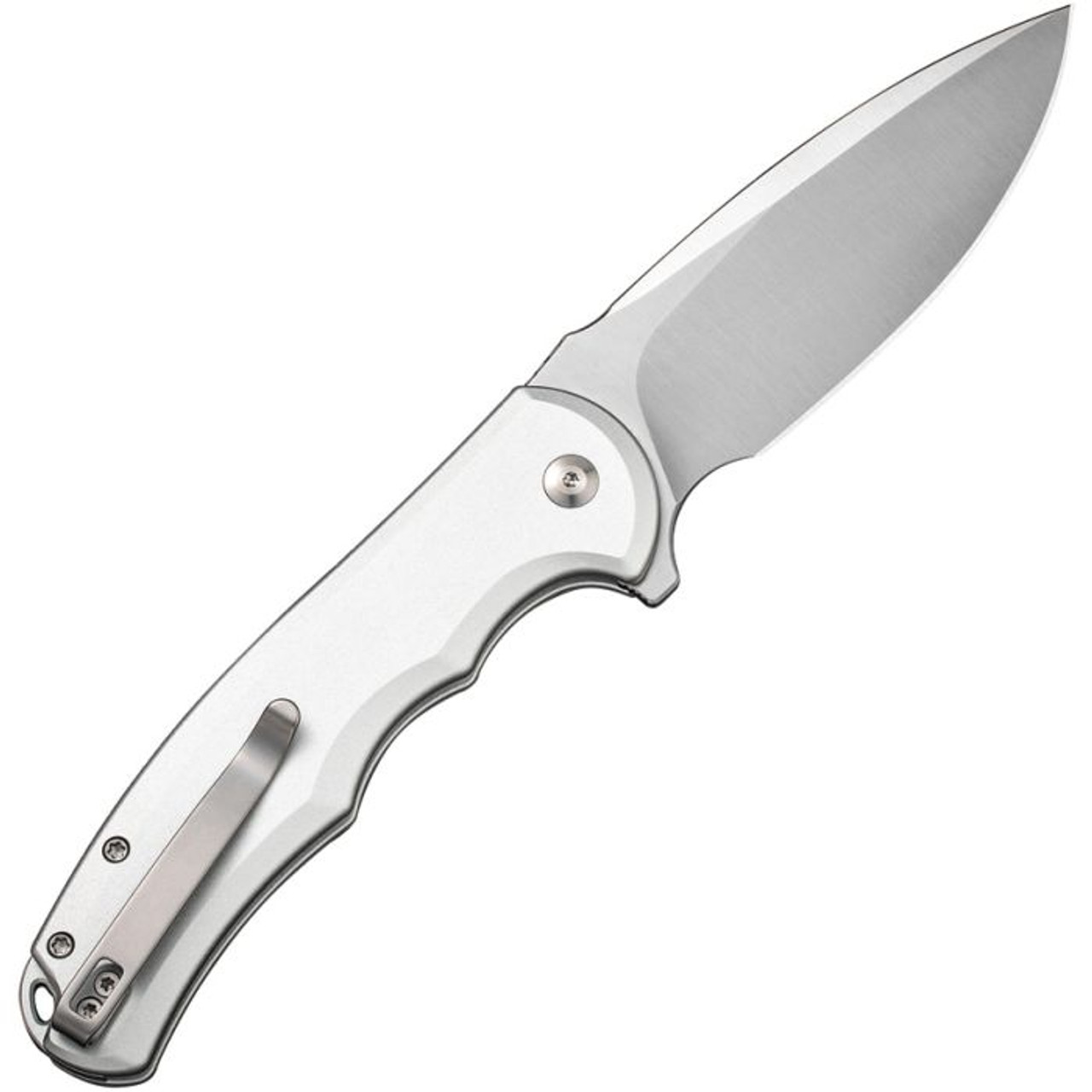CIVIVI Praxis (CIVC18026E2) 3.75" Nitro-V Satin Drop Point Plain Blade, Silver Aluminum Handle