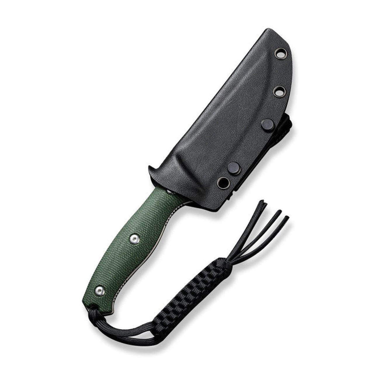 CIVIVI Stormridge (CIVC230413) 3.92" Nitro-V Satin Straight Back Blade, Green Canvas Micarta Handle, Black Kydex Sheath