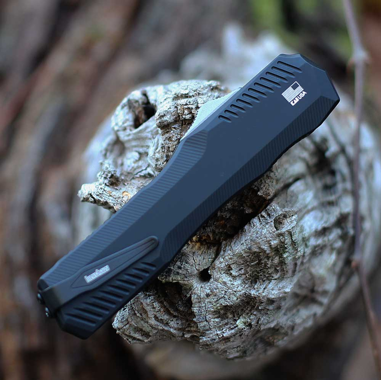 Kershaw Livewire Carbon Fiber - OTF Automatic (9000CF) - 3.35in Satin CPM-MagnaCut Spear Point Plain Edge, Carbon Fiber/Black 6061-T6 Aluminum Handle