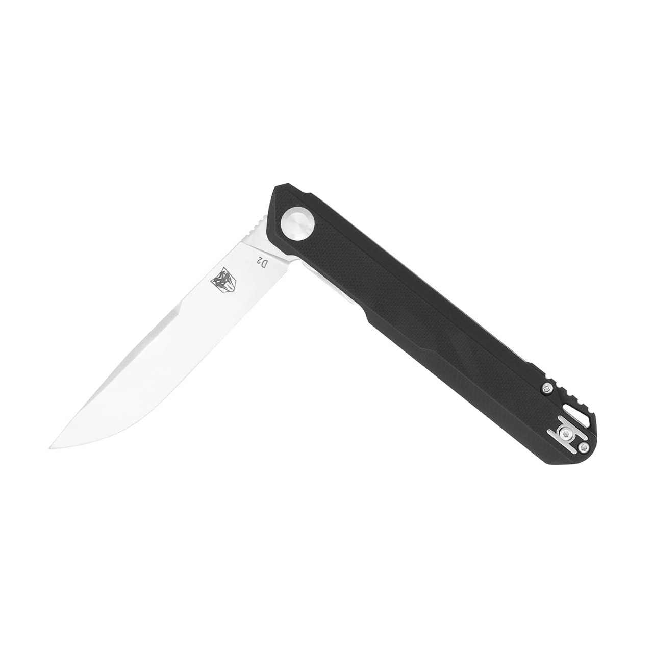 CobraTec Knives Monarch Flipper (CTMONBLK) 3.5" D2 Satin Drop Point Plain Blade, Black G-10 Handle