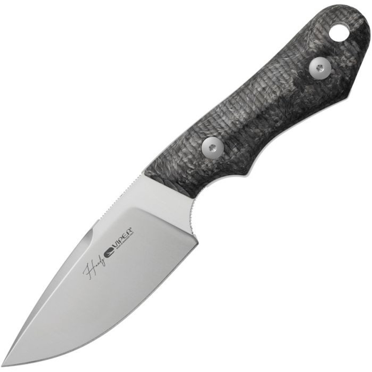 Viper Handy (VT4038FCM) 7.00" CPM MagnaCut Satin Drop Point Plain Blade, Black Carbon Fiber Handle
