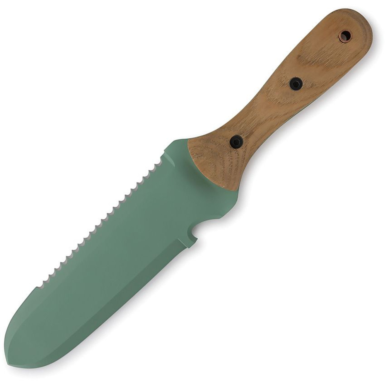 BareBones Living Hori-Hori Classic (BARE674) 6.75" 4Cr13 Stainless Steel Mint Painted Double Edged Plain and Serrated Blade, Ash Wood  Handle