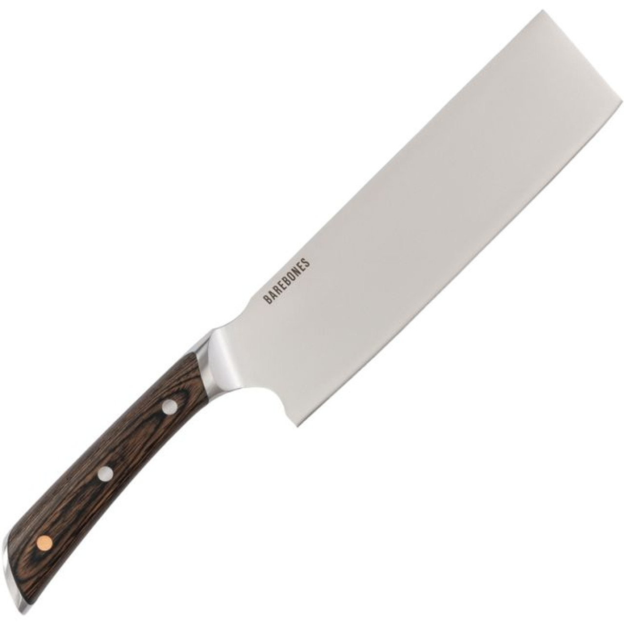 Barebones Living No. 7 Nakiri (BARE493) 7" Stainless Steel Satin Cleaver Plain Blade, Brown Pakkawood Handle