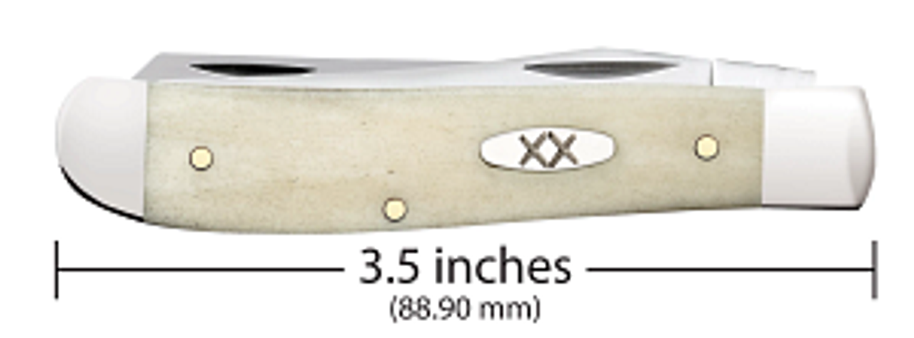 Case Mini Trapper 13310 2.75in Tru-Sharp Surgical Steel Clip and Wharncliffe Blades, Smooth Natural Bone Handle (6207 SS)