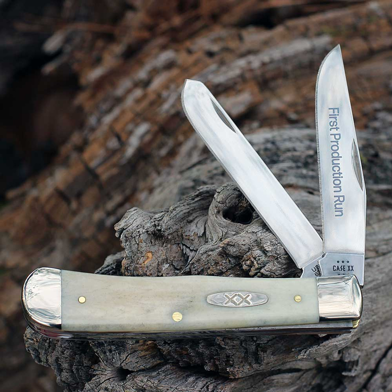 Case Mini Trapper 93313 2.75in Tru-Sharp Surgical Steel Clip and Wharncliffe Blades, Smooth Natural Bone Handle (6207 SS) First Production Run