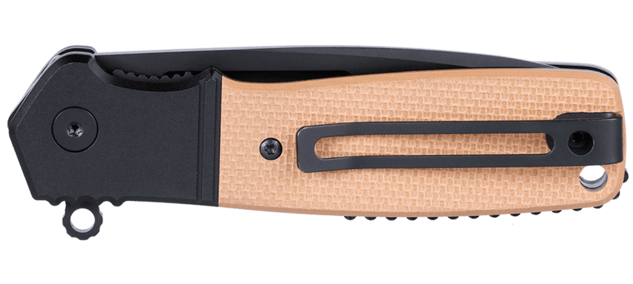 CRKT Homefront Compact (CRK245BKP) 2.89" CPM-S35VN Black DLC Coated Drop Point Plain Blade, Light Orange G-10 Handle with Black Aluminum Bolster